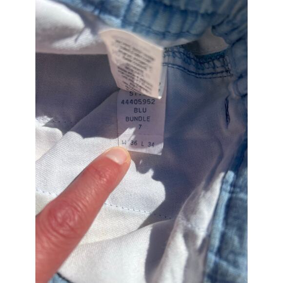 Vtg Savane Pants Men Sz 36x34 Blue Cotton Pleated Front Relaxed Straight Jeans - Picture 5 of 7